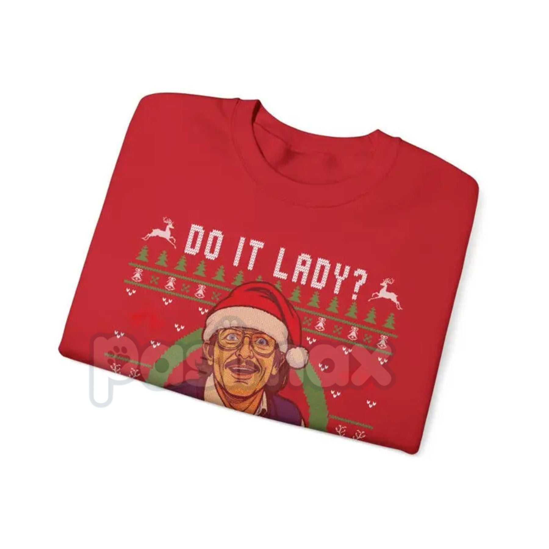Pasimax Funny "Chit I Do It" Lady Ugly Christmas Sweater | Merry Chit-mas Xmas Sweatshirt | Cheeky Holiday Shirt — side view