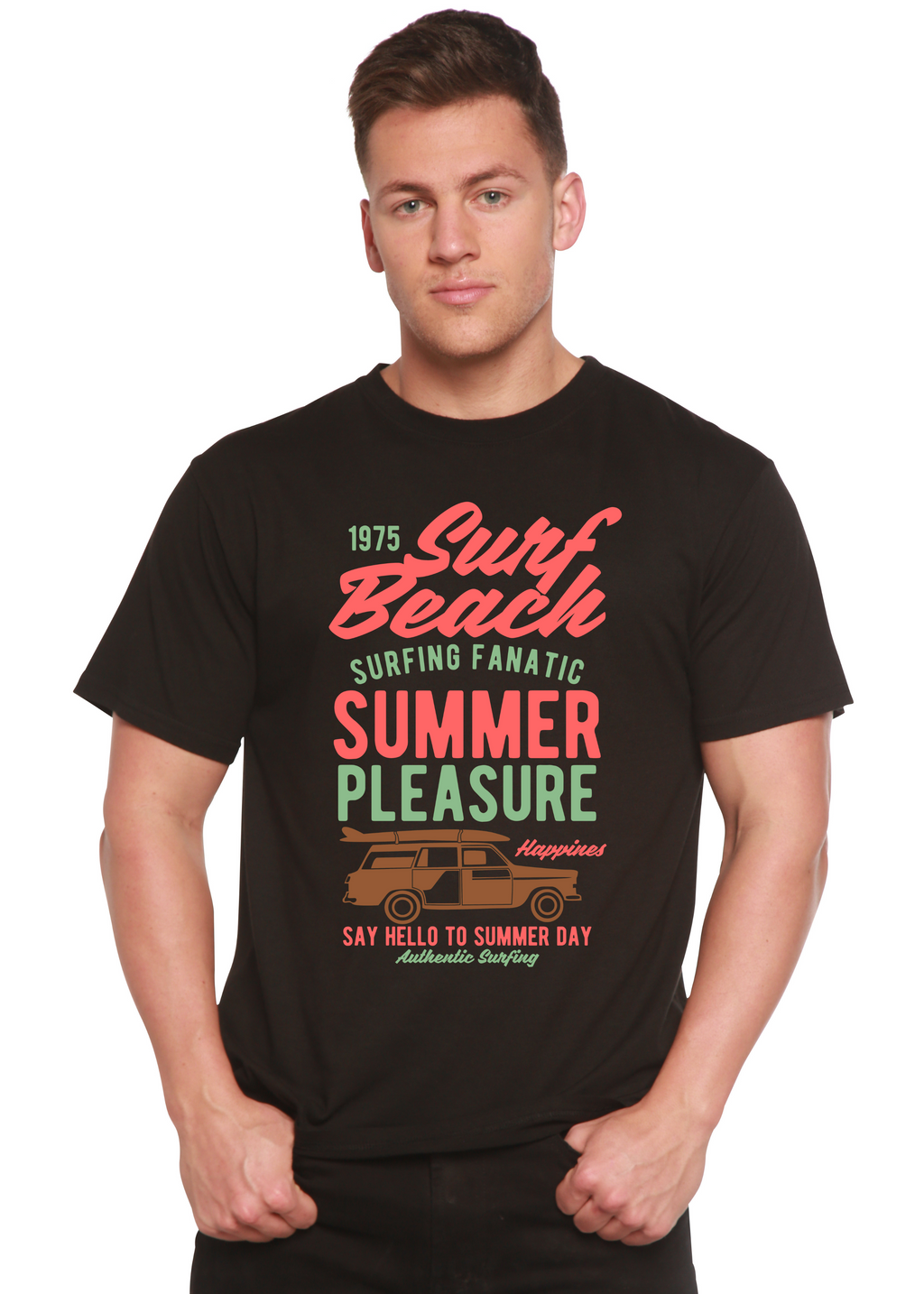Spun Bamboo Surf Beach Spun Bamboo® Men's Bamboo Viscose/Organic Cotton Short Sleeve Graphic T-Shirt — back view