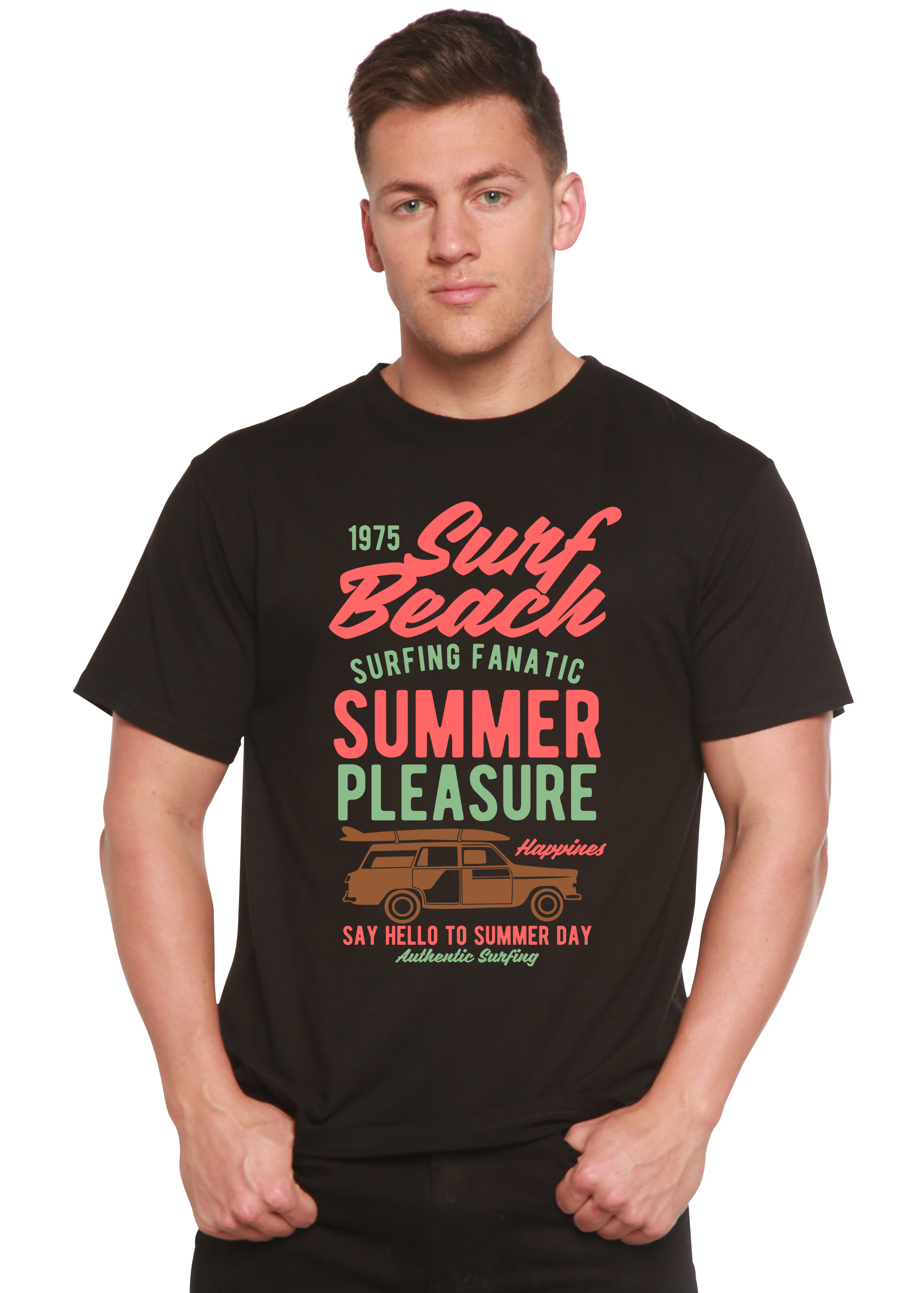 Spun Bamboo Surf Beach Spun Bamboo® Men's Bamboo Viscose/Organic Cotton Short Sleeve Graphic T-Shirt — back view
