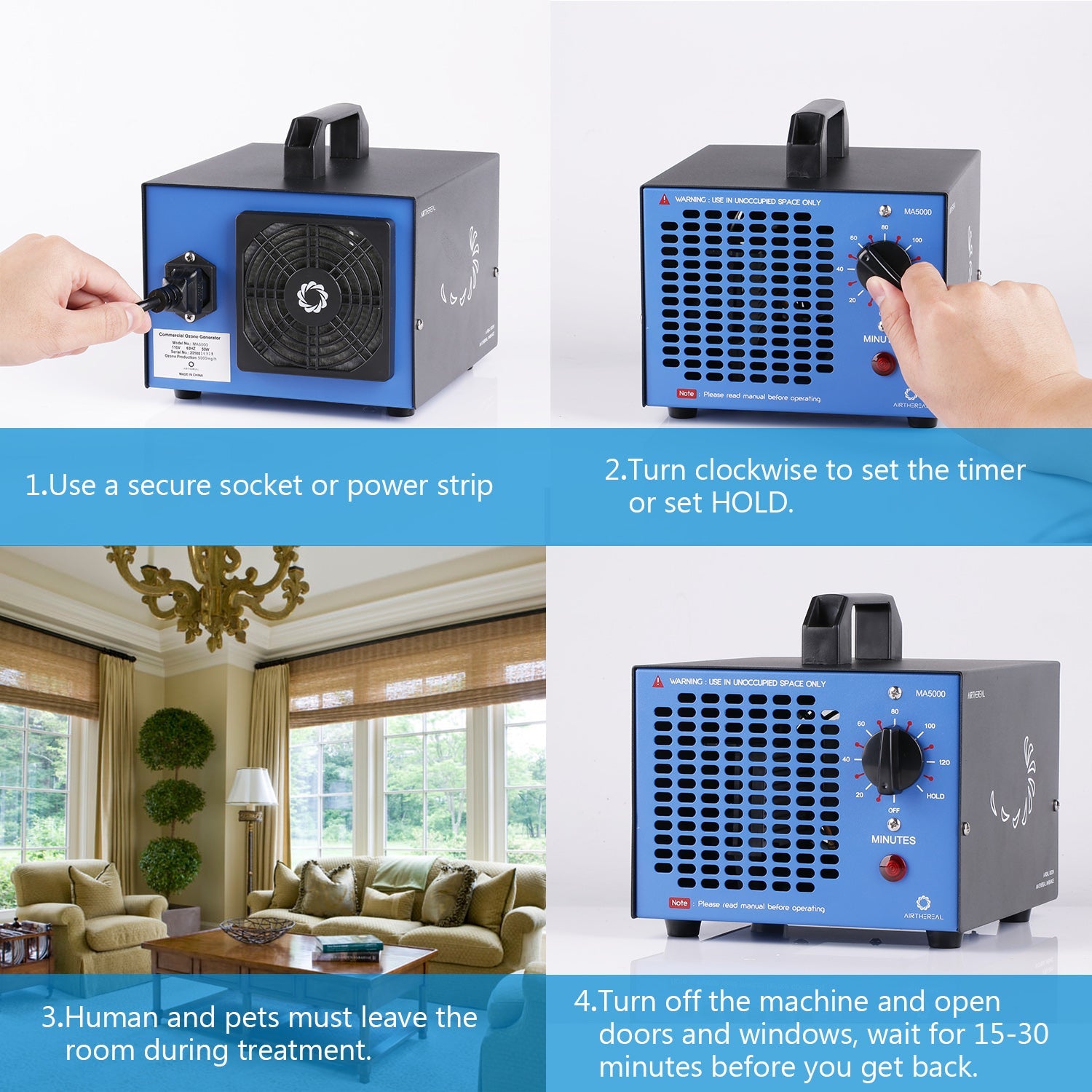 MA5000 Ozone Generator, Replaceable Ozone Plate Option – Airthereal, view 13