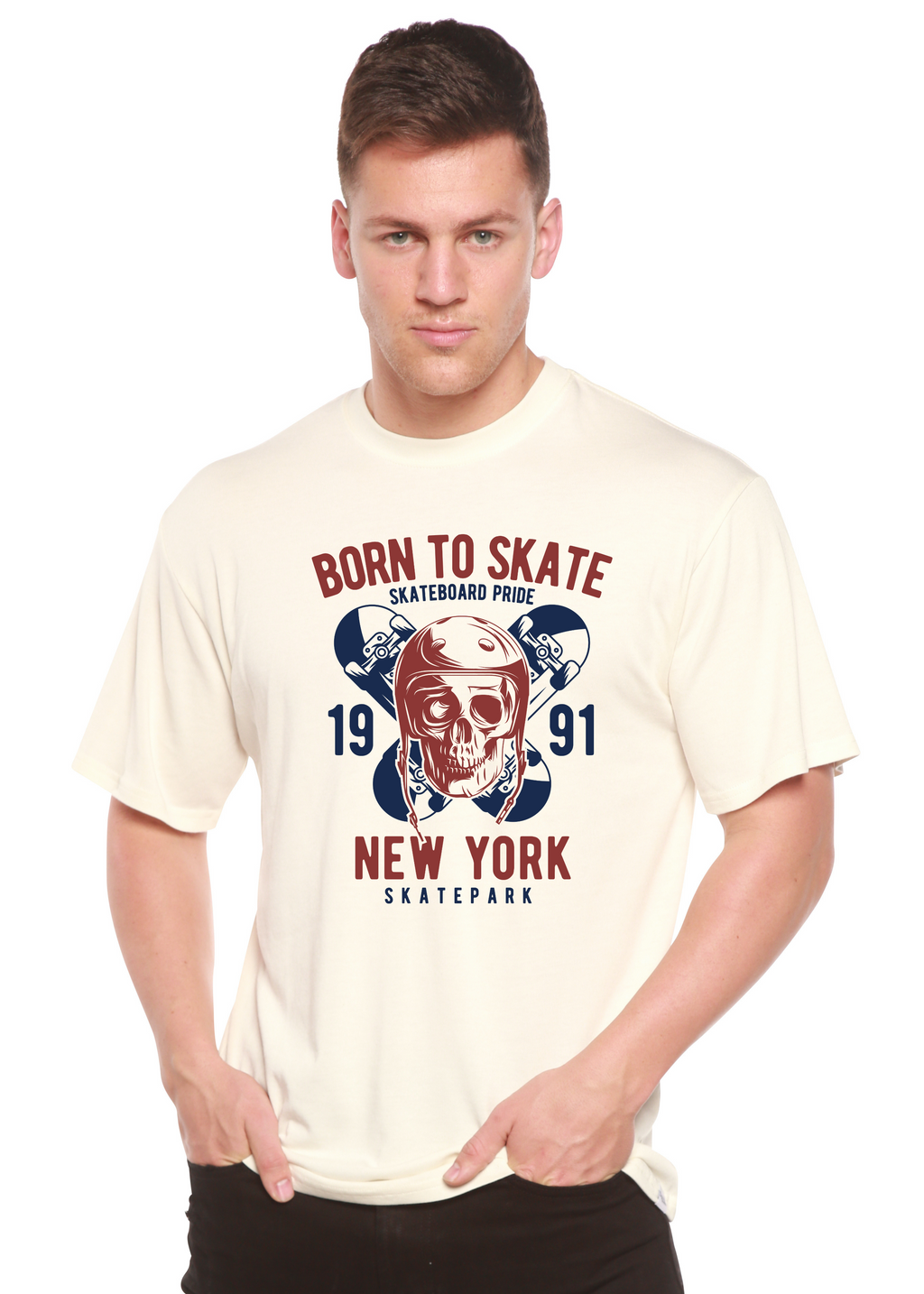Spun Bamboo Born To Skate 1991 New York Men's Bamboo Viscose/Organic Cotton Short Sleeve Graphic T-Shirt — main product shot