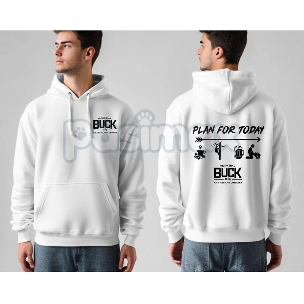Pasimax Buckingham Logo "Plan For Today" Hoodie – Daily Agenda Slogan Pullover, Brand & Lifestyle Apparel, Unisex — lifestyle
