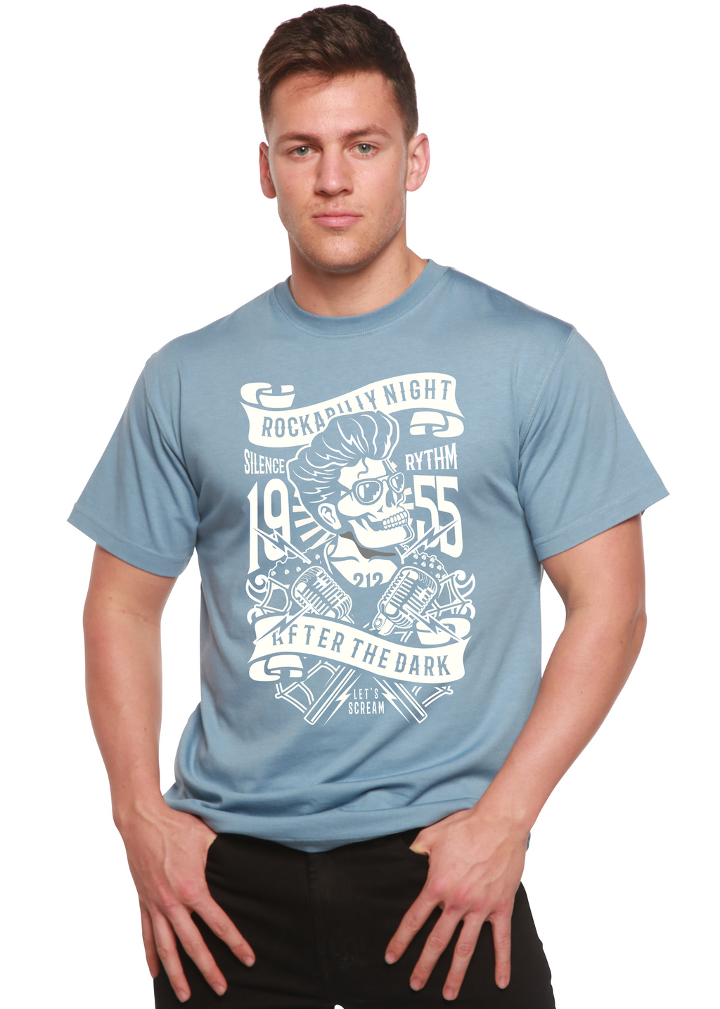 Spun Bamboo Rockabilly Night Spun Bamboo® Men's Bamboo Viscose/Organic Cotton Short Sleeve Graphic T-Shirt — back view