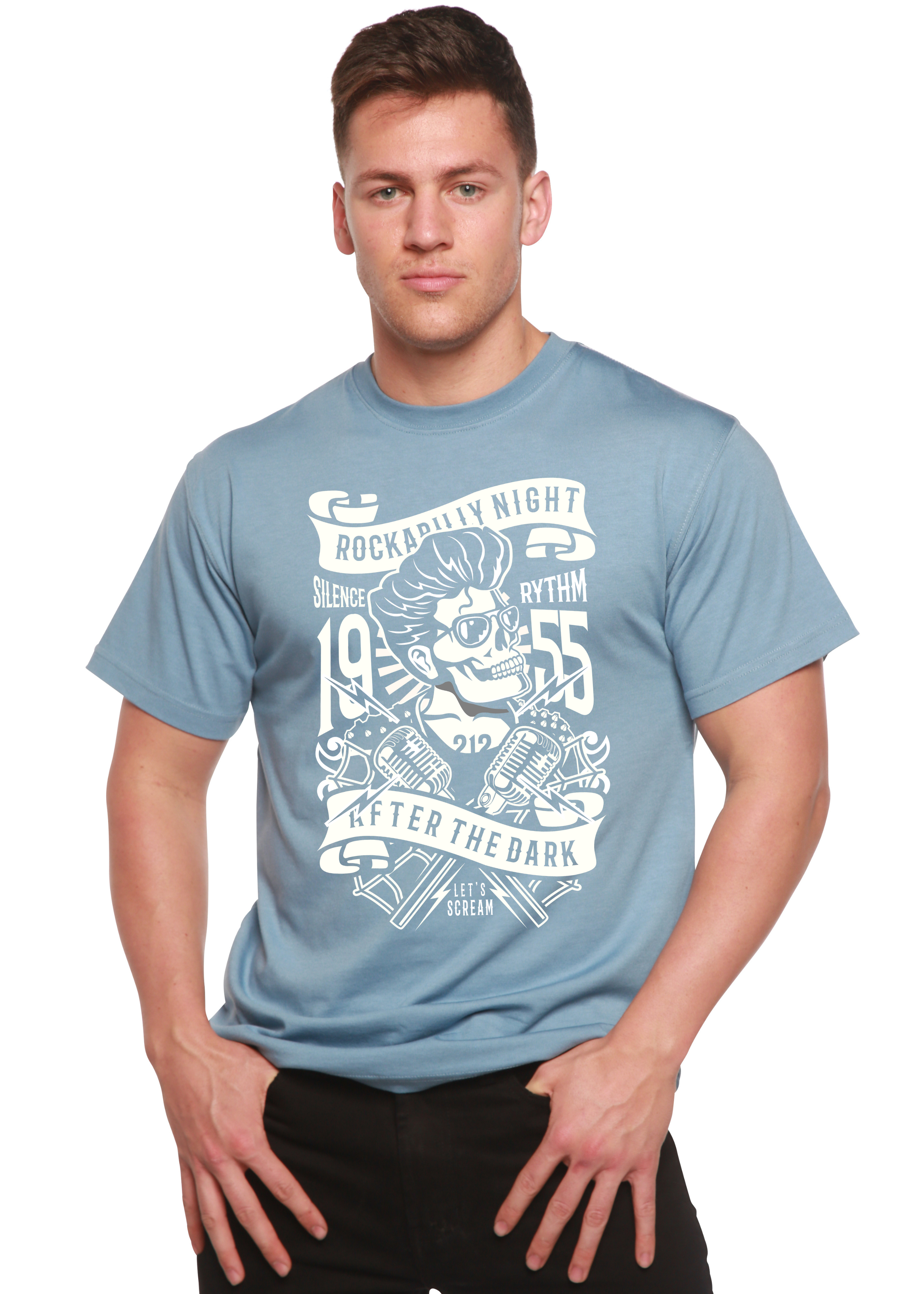 Spun Bamboo Rockabilly Night Spun Bamboo® Men's Bamboo Viscose/Organic Cotton Short Sleeve Graphic T-Shirt — back view