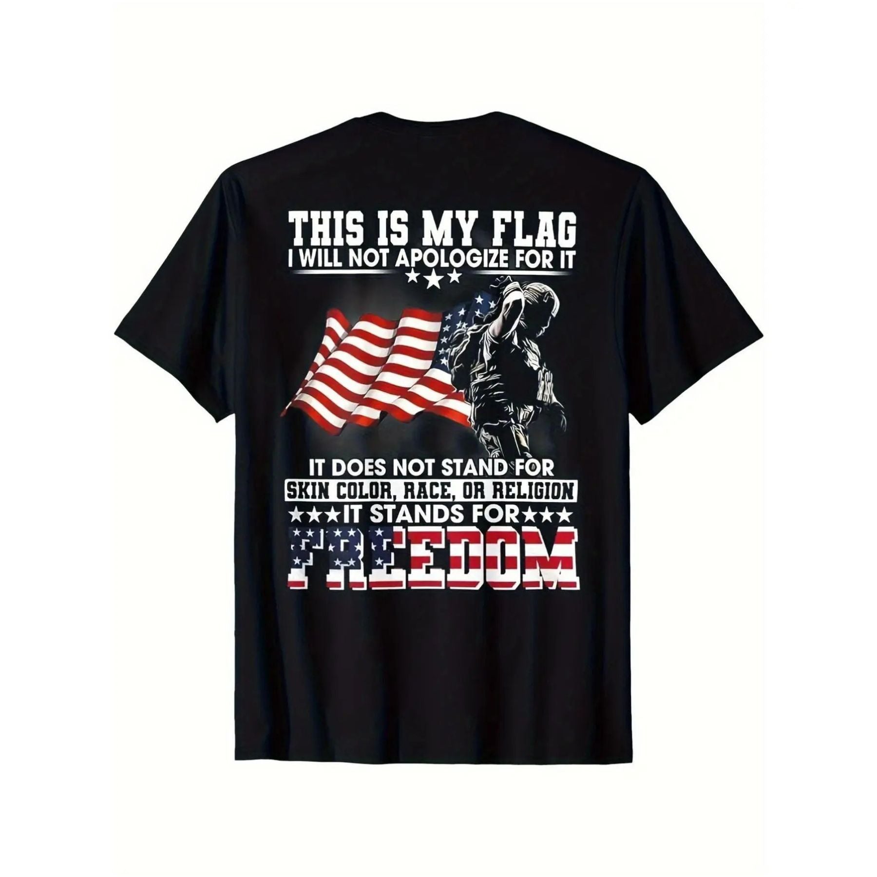 Pasimax Vintage American Flag & Soldier T-Shirt — back view