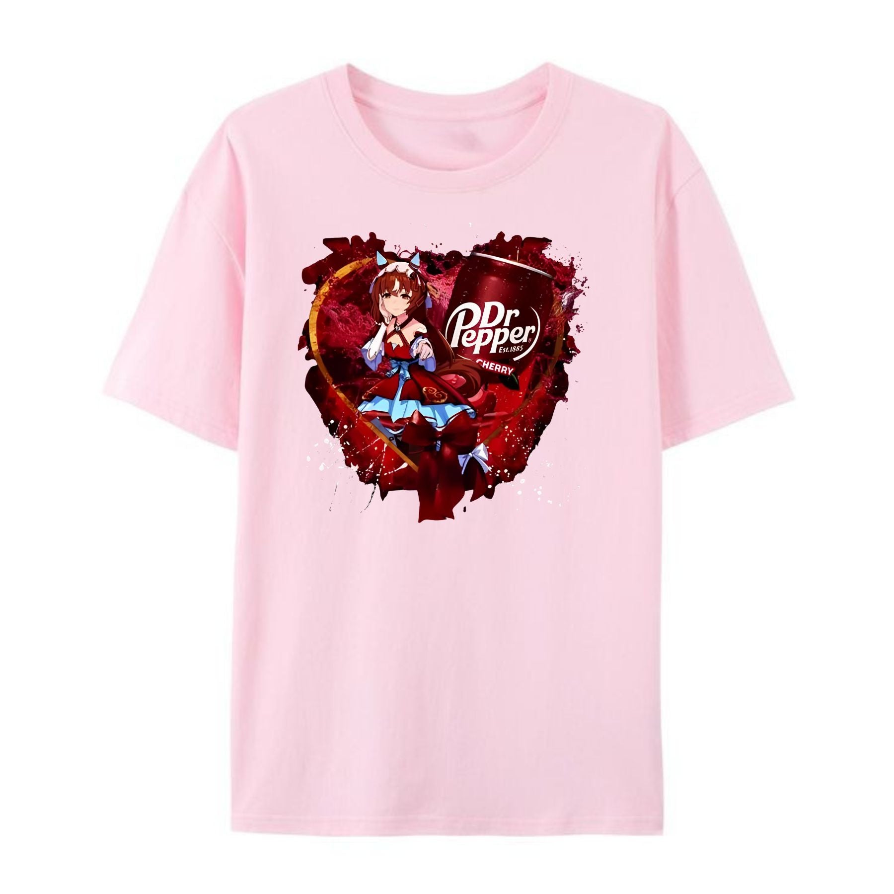 Pasimax Uma Musume x Dr. Pepper T-Shirt - Anime Maid & Soda Print Tee, Cute Crossover Shirt — back view