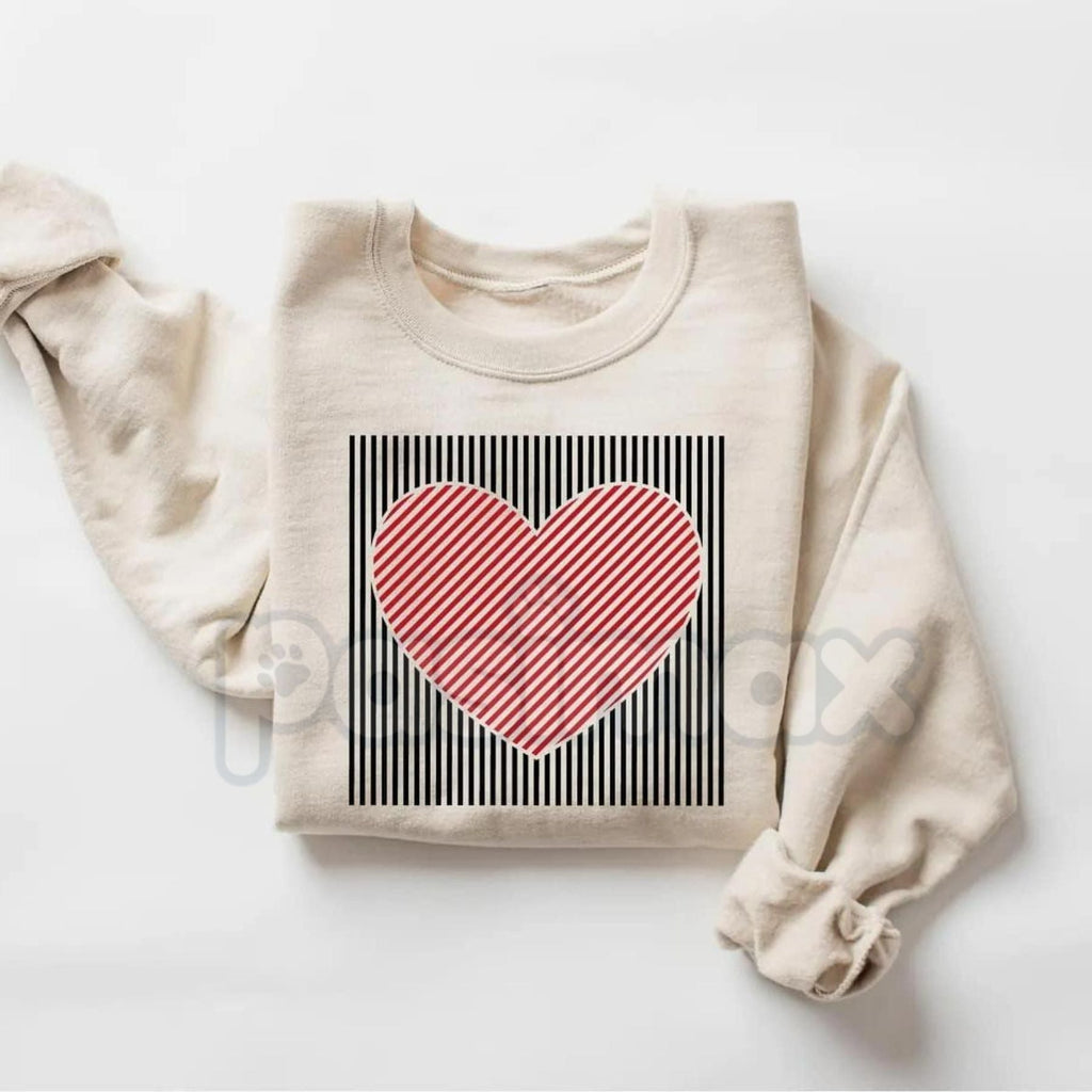 Pasimax Retro Valentines Heart Sweatshirt | Cute Love Sweatshirt | Groovy Valentine’s Day Crewneck | Vintage Style Heart Grap