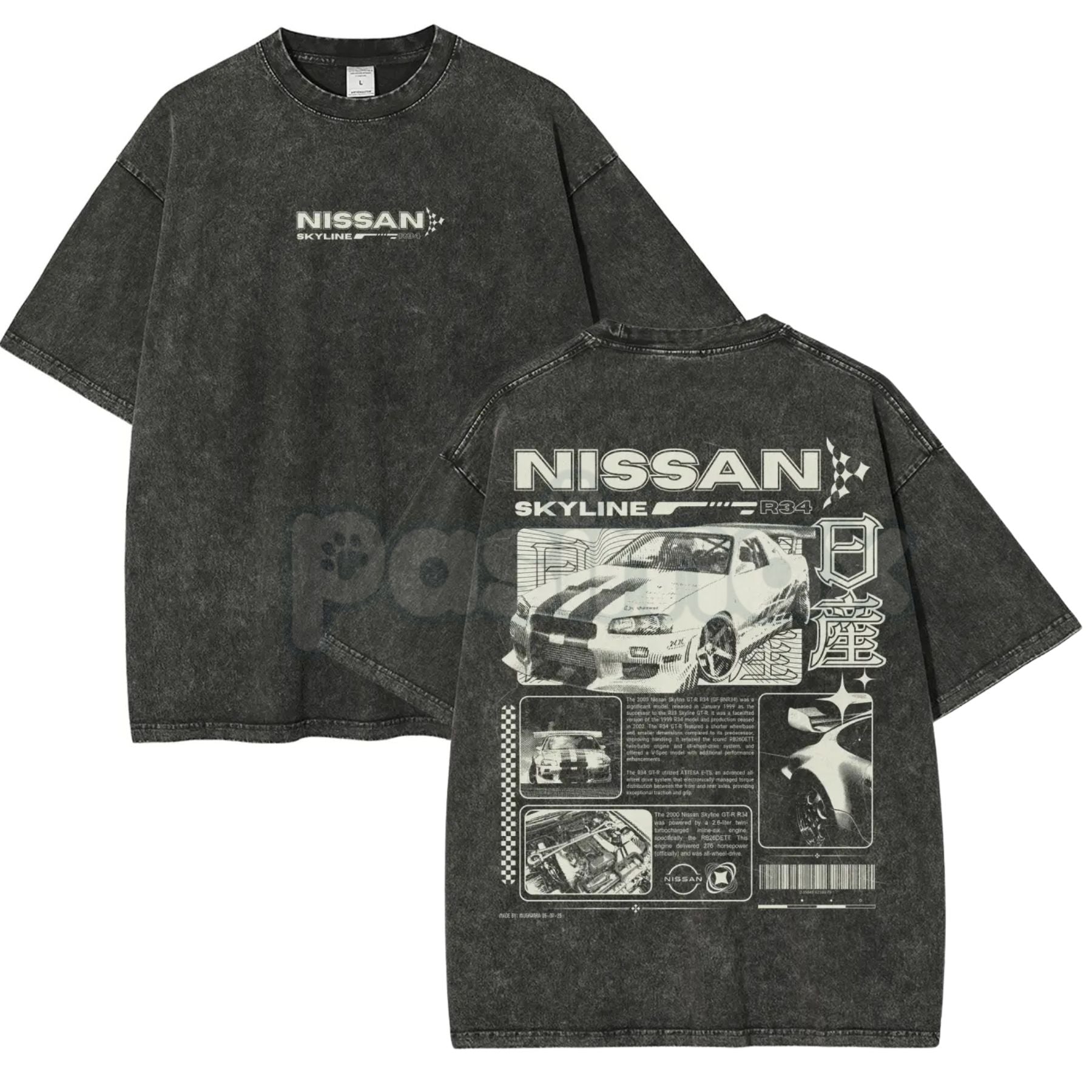 Pasimax Vintage JDM Sports Car Graphic T-Shirt — back view