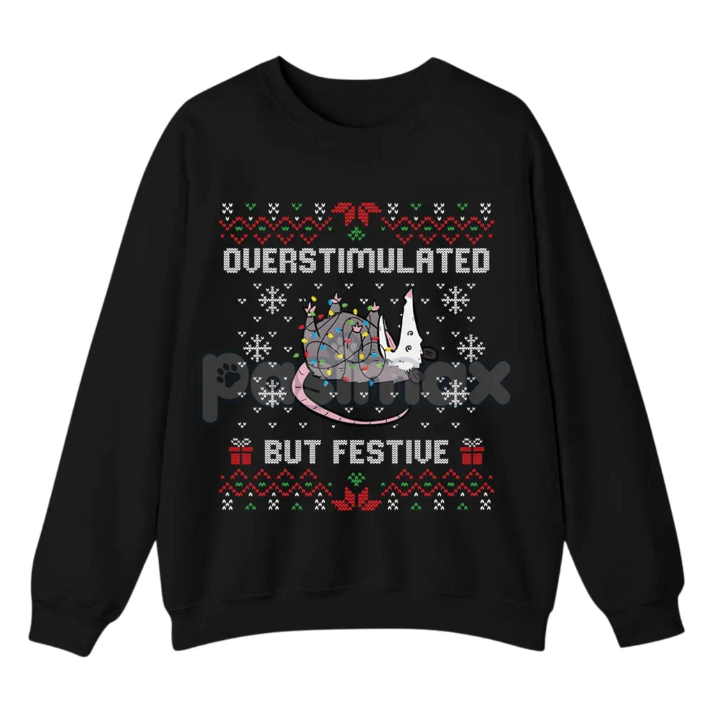 Pasimax Funny Opossum Christmas Sweatshirt — back view