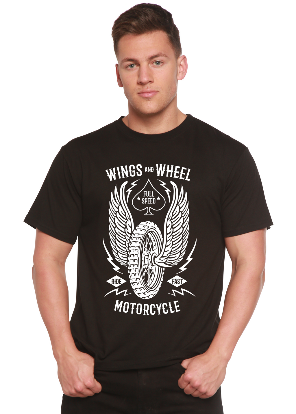 Spun Bamboo Wings And Wheel Spun Bamboo® Men's Bamboo Viscose/Organic Cotton Short Sleeve Graphic T-Shirt — main product shot