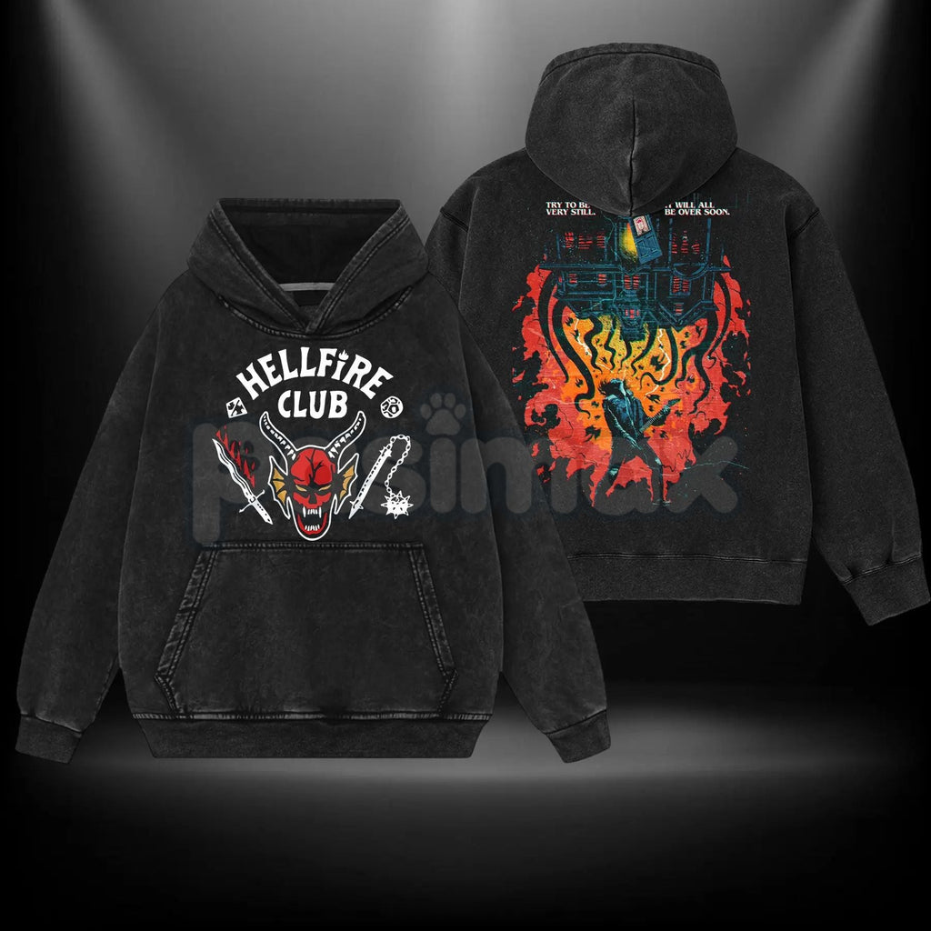 Pasimax Eddie Munson Hellfire Club T-Shirt – Double Printed Acid Washed Oversize Tee, Stranger Things Inspired — back view