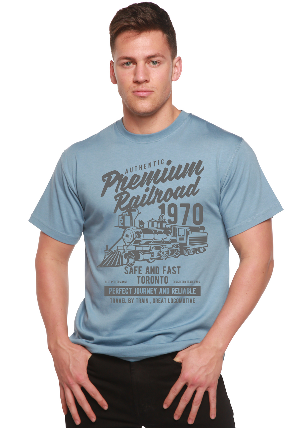 Spun Bamboo Premium Railroad Spun Bamboo® Men's Bamboo Viscose/Organic Cotton Short Sleeve Graphic T-Shirt — back view