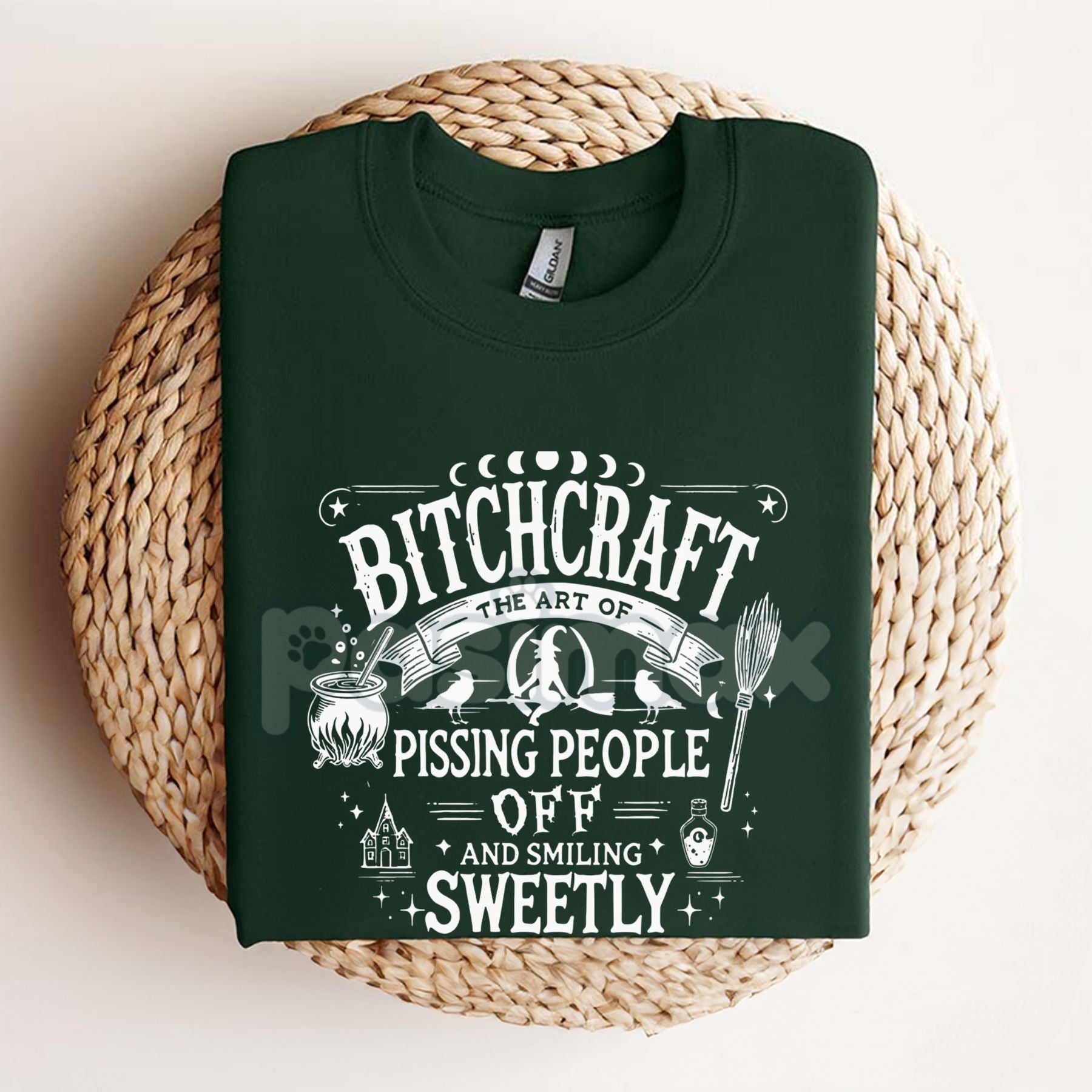 Pasimax Bitchcraft Adult Humor Casual T-Shirt — back view