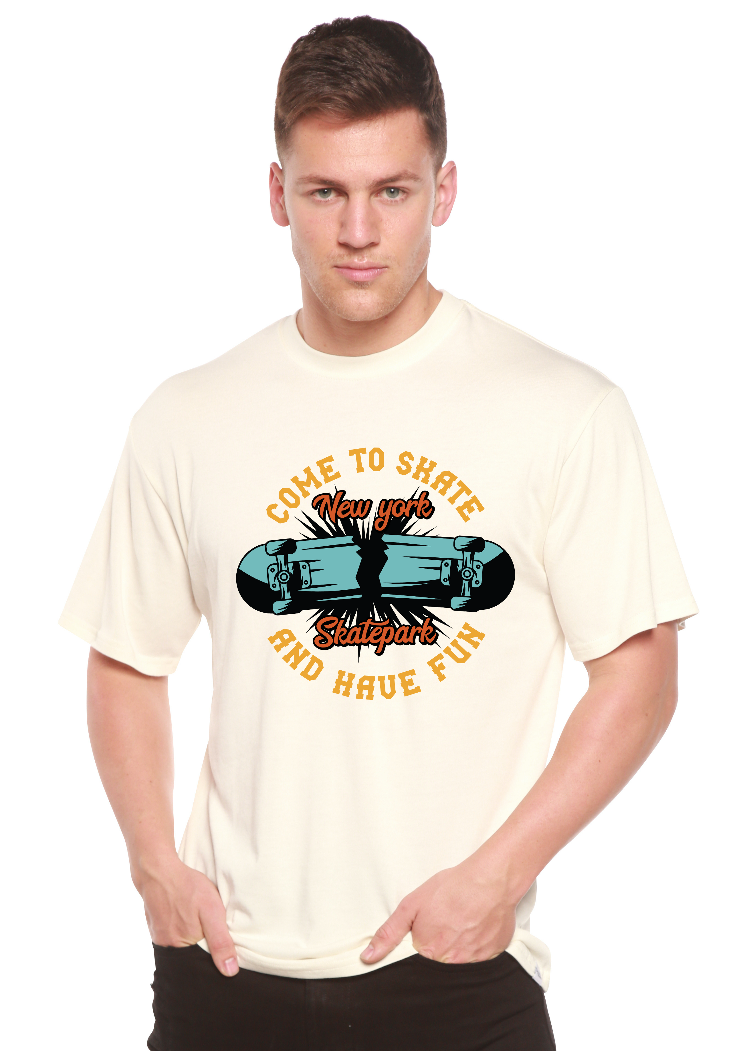 Spun Bamboo New York Skatepark Men's Bamboo Viscose/Organic Cotton Short Sleeve Graphic T-Shirt — side view