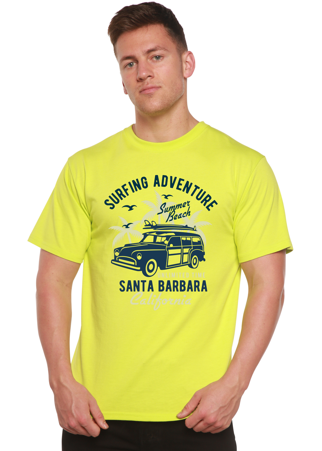 Spun Bamboo Surfing Adventure Spun Bamboo® Men's Bamboo Viscose/Organic Cotton Short Sleeve Graphic T-Shirt — back view