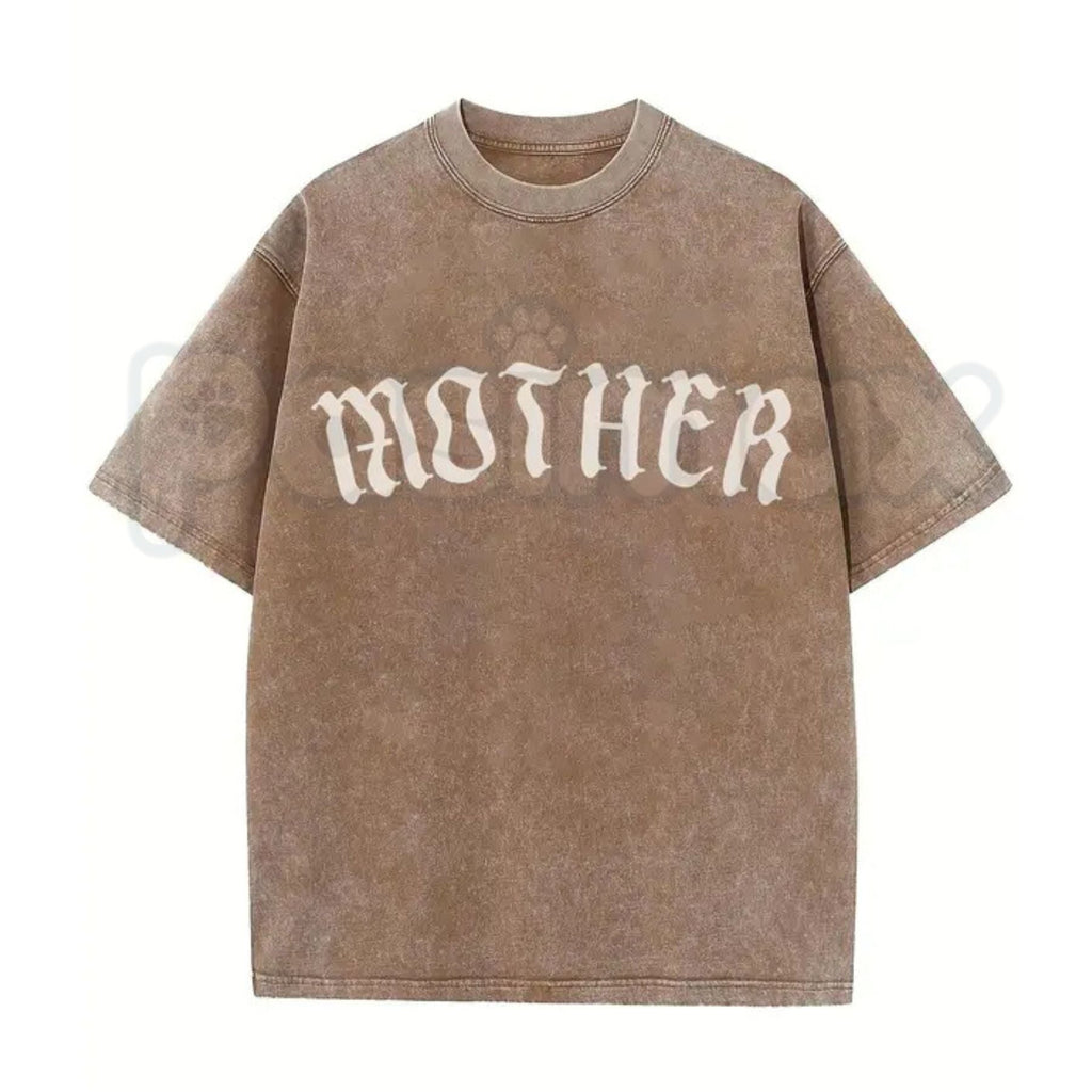 Pasimax The Matriarch: Mother Gothic Washed Tee – Dark Mystic Graphic Shirt, Vintage Distressed Heavy Cotton Top — back view