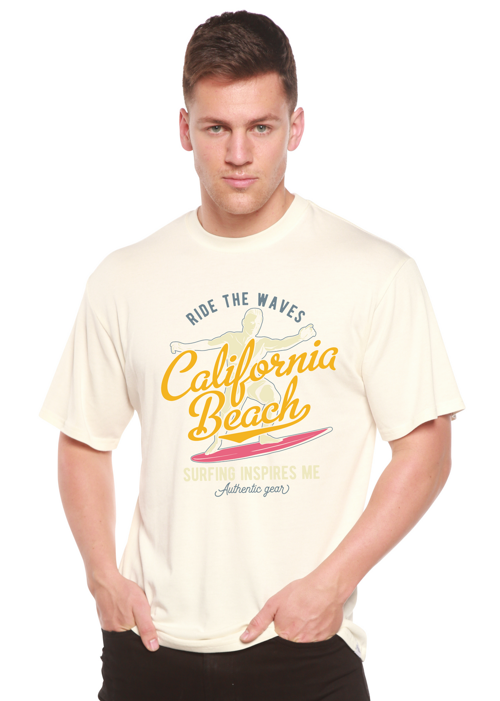 Spun Bamboo California Beach Men's Bamboo Viscose/Organic Cotton Short Sleeve Graphic T-Shirt — main product shot