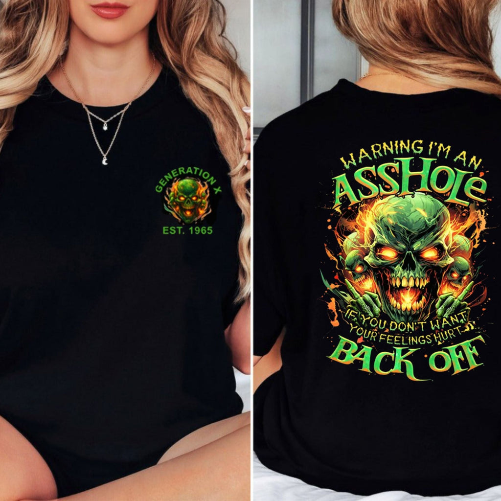 Pasimax "Warning I'm An A*shole" Gen X T-shirt — lifestyle context