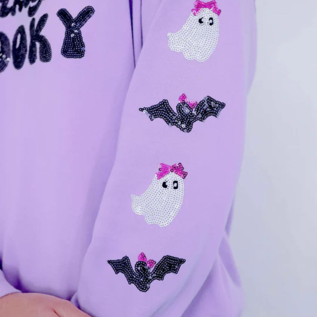 Pasimax Sequin Skeleton Halloween Sweatshirt for Women — back view