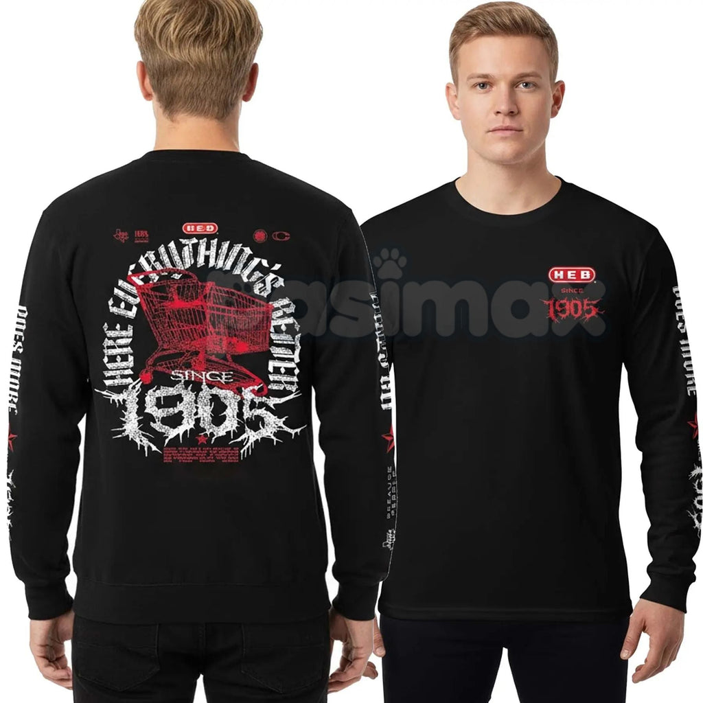 Pasimax Vintage Metal Rock Since 1905 T-Shirt - 2 Side Print Retro Graphic Tee, Classic Rock History Humor Apparel, Unisex Me