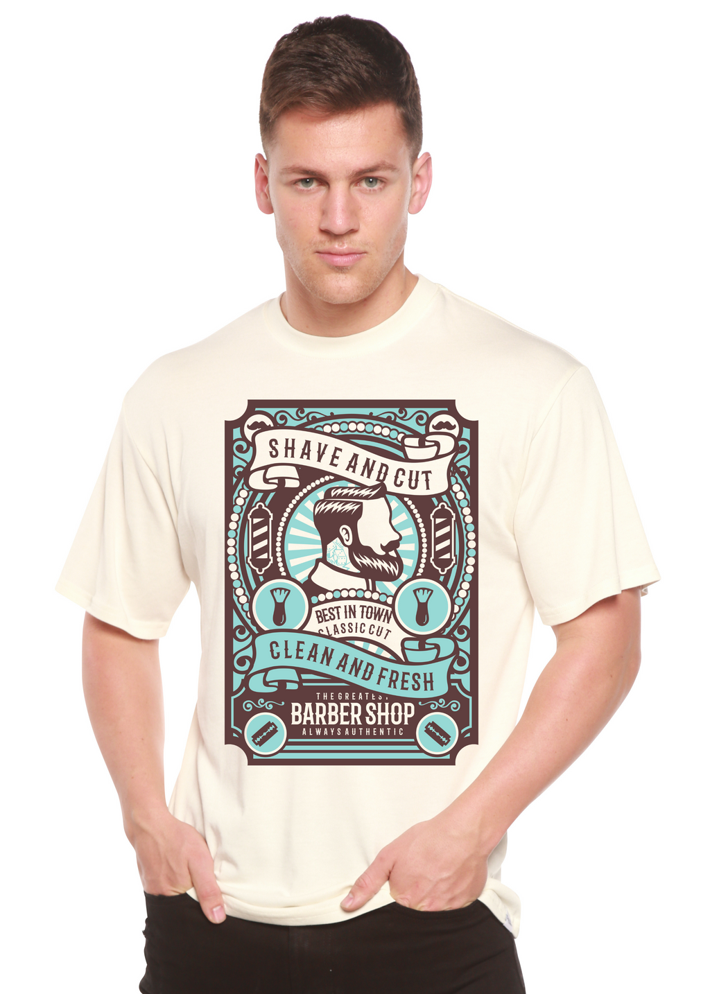 Spun Bamboo Shave and Cut Spun Bamboo® Men's Bamboo Viscose/Organic Cotton Short Sleeve Graphic T-Shirt — main product shot