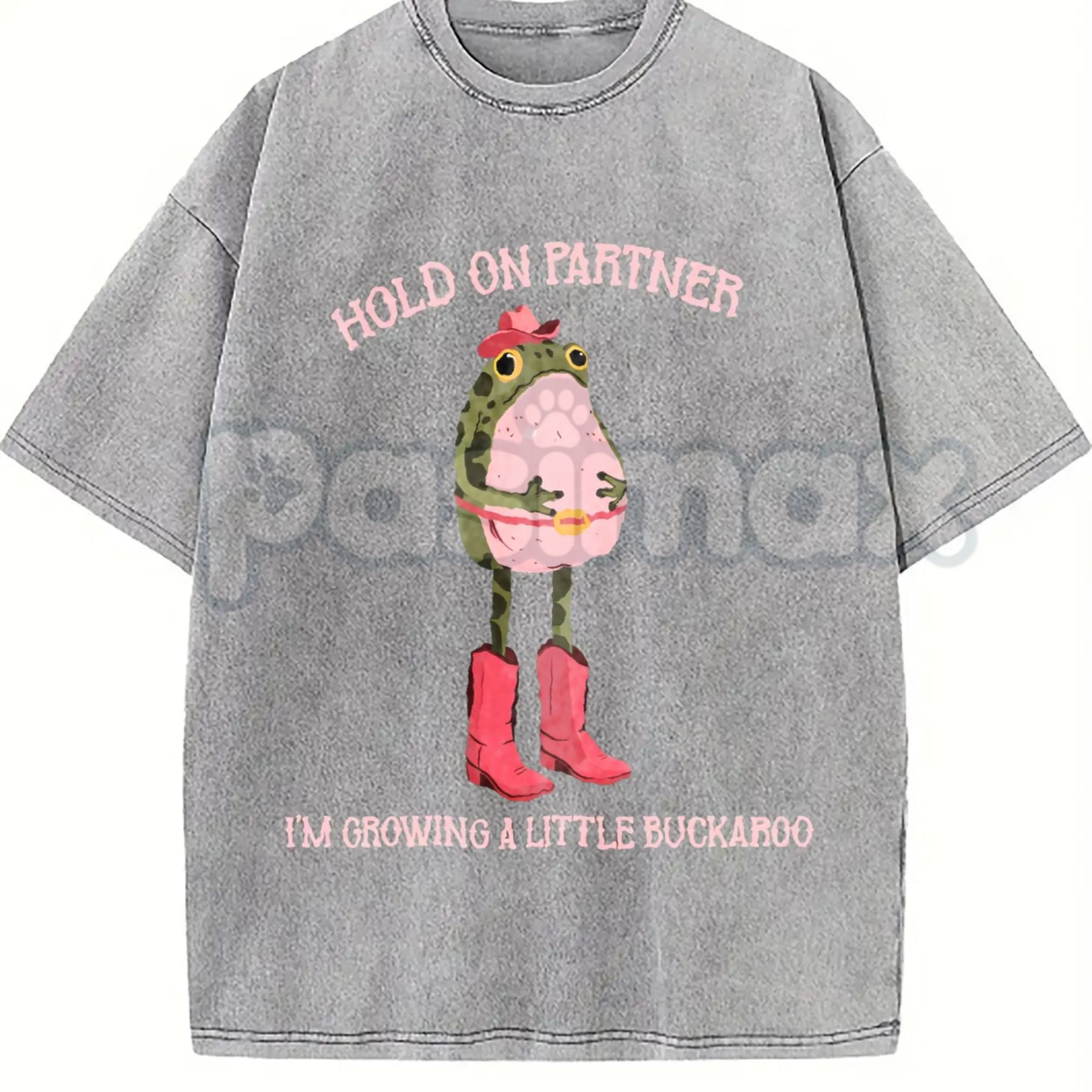 Hold On Partner I'm Growing A Little Buckaroo T-Shirt – Cowboy Baby Western Pregnancy Announcement, Lightweight Retro Cotton Graphic Tee
