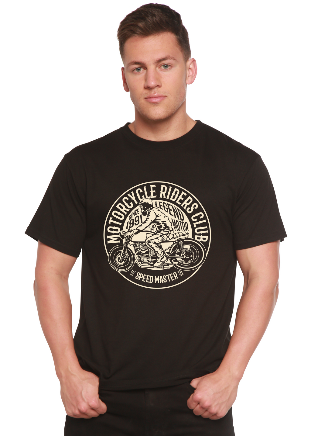 Spun Bamboo Motorcycle Riders Club Men's Bamboo Viscose/Organic Cotton Short Sleeve Graphic T-Shirt — main product shot