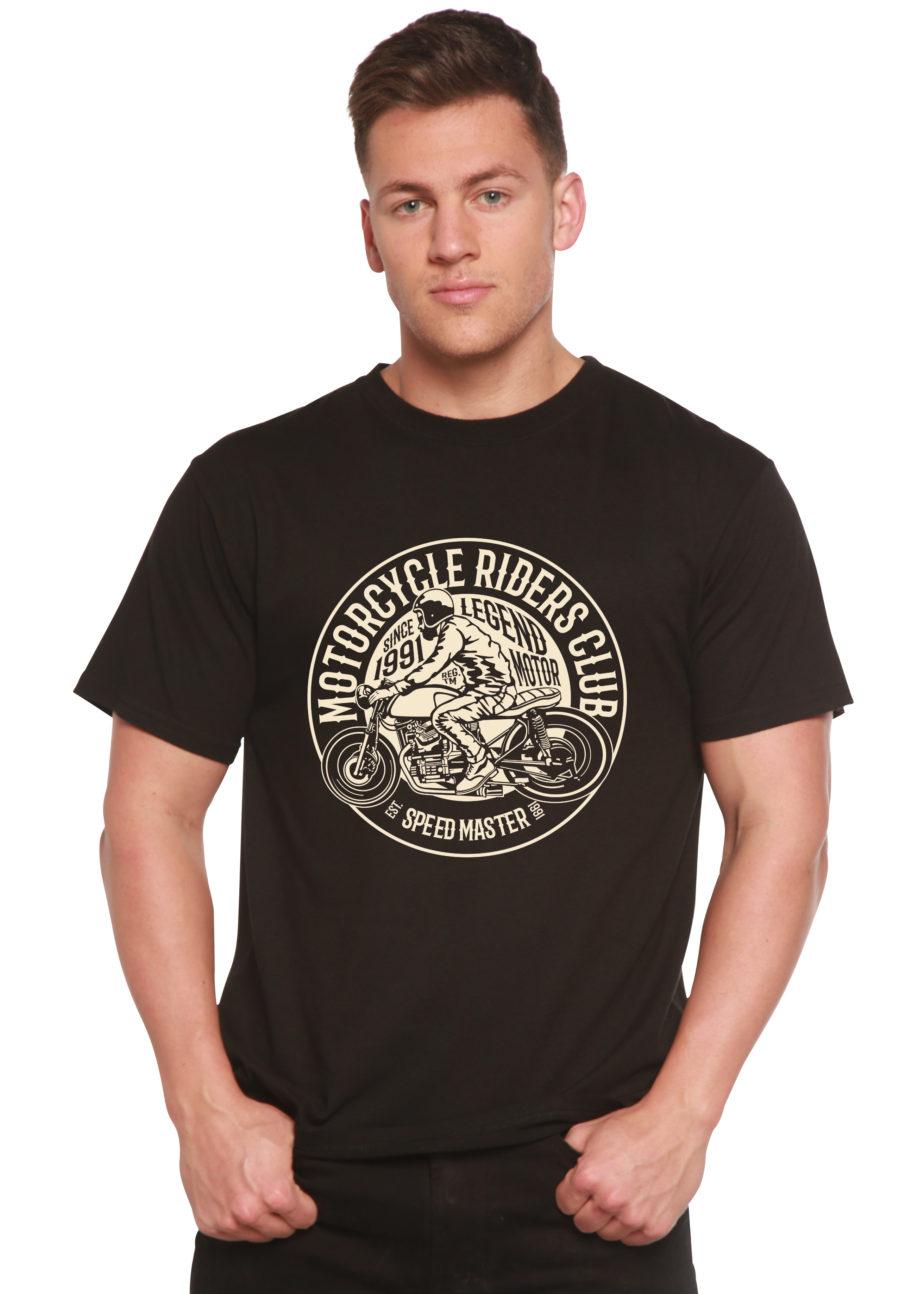 Spun Bamboo Motorcycle Riders Club Men's Bamboo Viscose/Organic Cotton Short Sleeve Graphic T-Shirt — main product shot