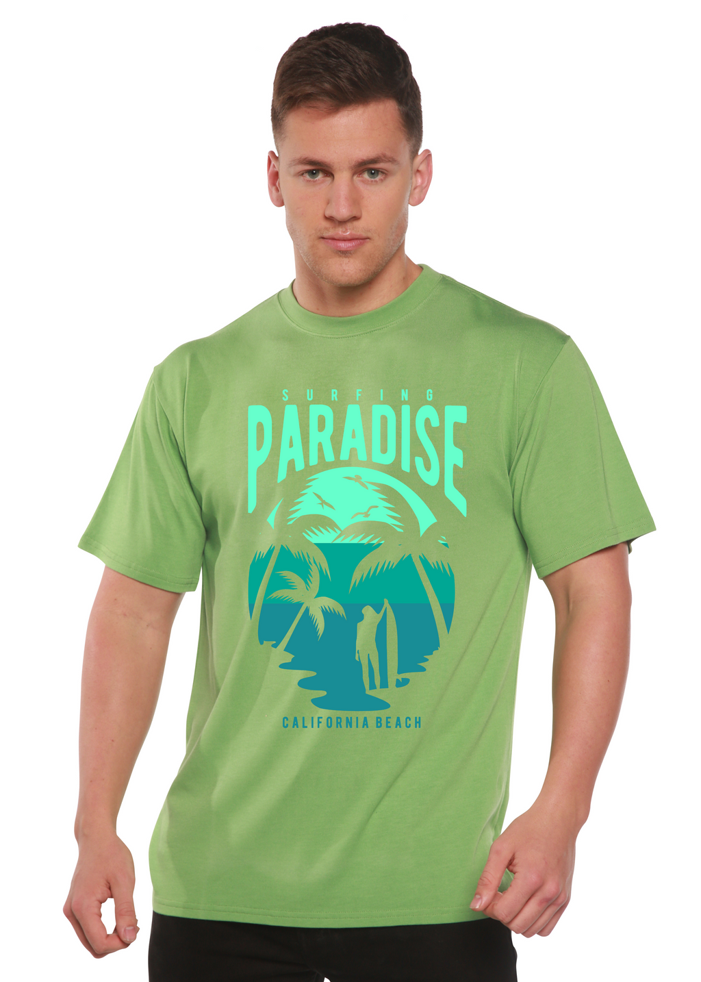 Spun Bamboo Surfing Paradise California Spun Bamboo® Men's Bamboo Viscose/Organic Cotton Short Sleeve Graphic T-Shirt — side 