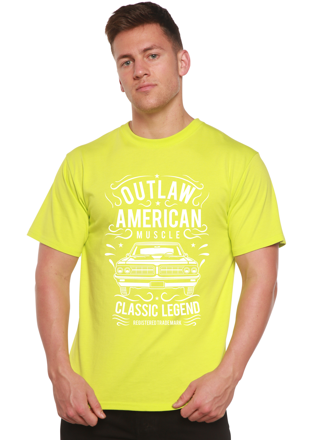 Spun Bamboo Outlaw American Muscle Spun Bamboo® Men's Bamboo Viscose/Organic Cotton Short Sleeve Graphic T-Shirt — in-use pho