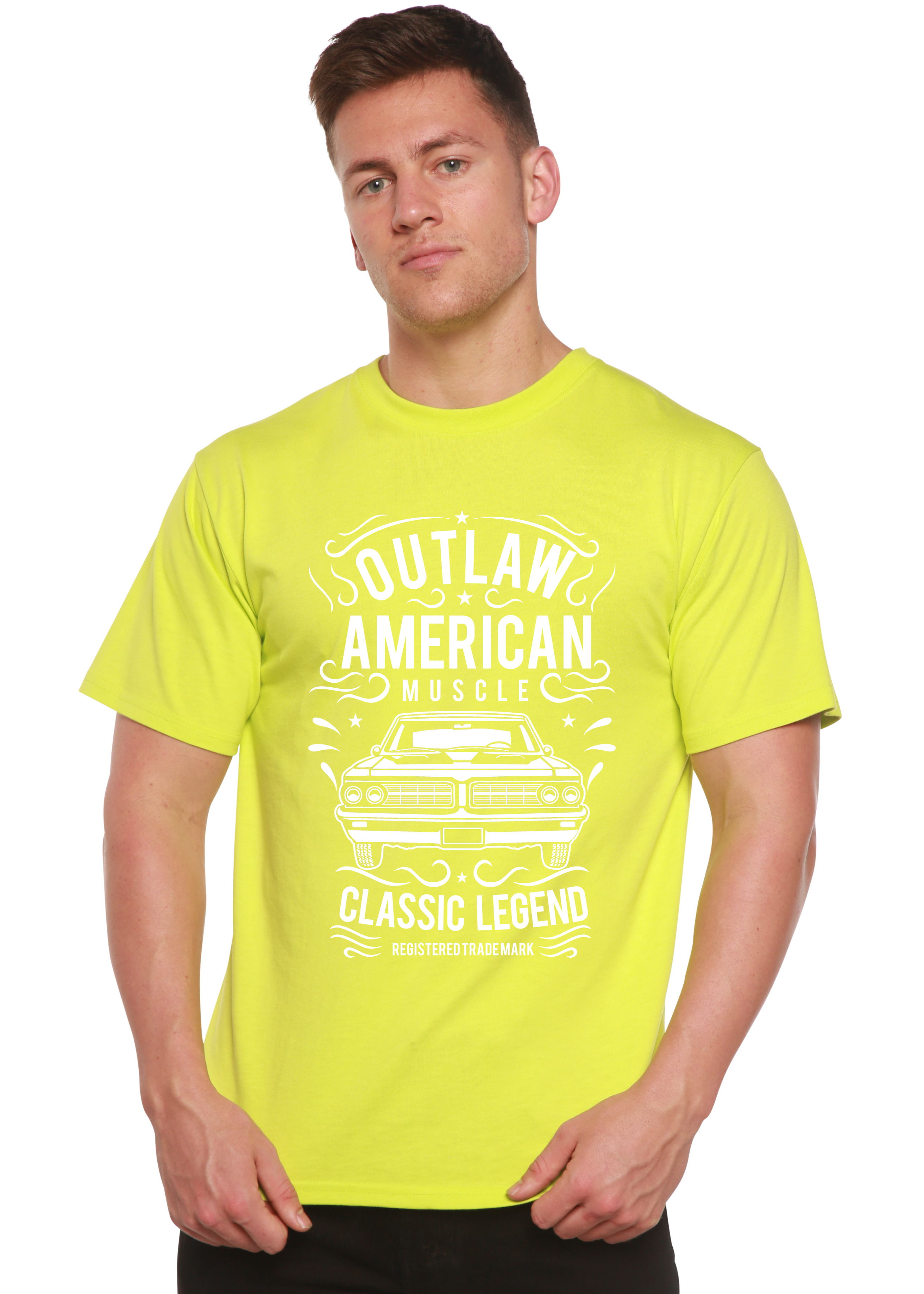 Spun Bamboo Outlaw American Muscle Spun Bamboo® Men's Bamboo Viscose/Organic Cotton Short Sleeve Graphic T-Shirt — in-use pho