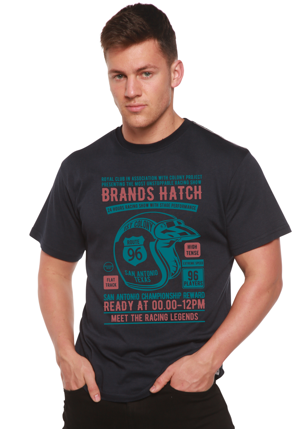Spun Bamboo Brands Hatch Men's Bamboo Viscose/Organic Cotton Short Sleeve Graphic T-Shirt — side view