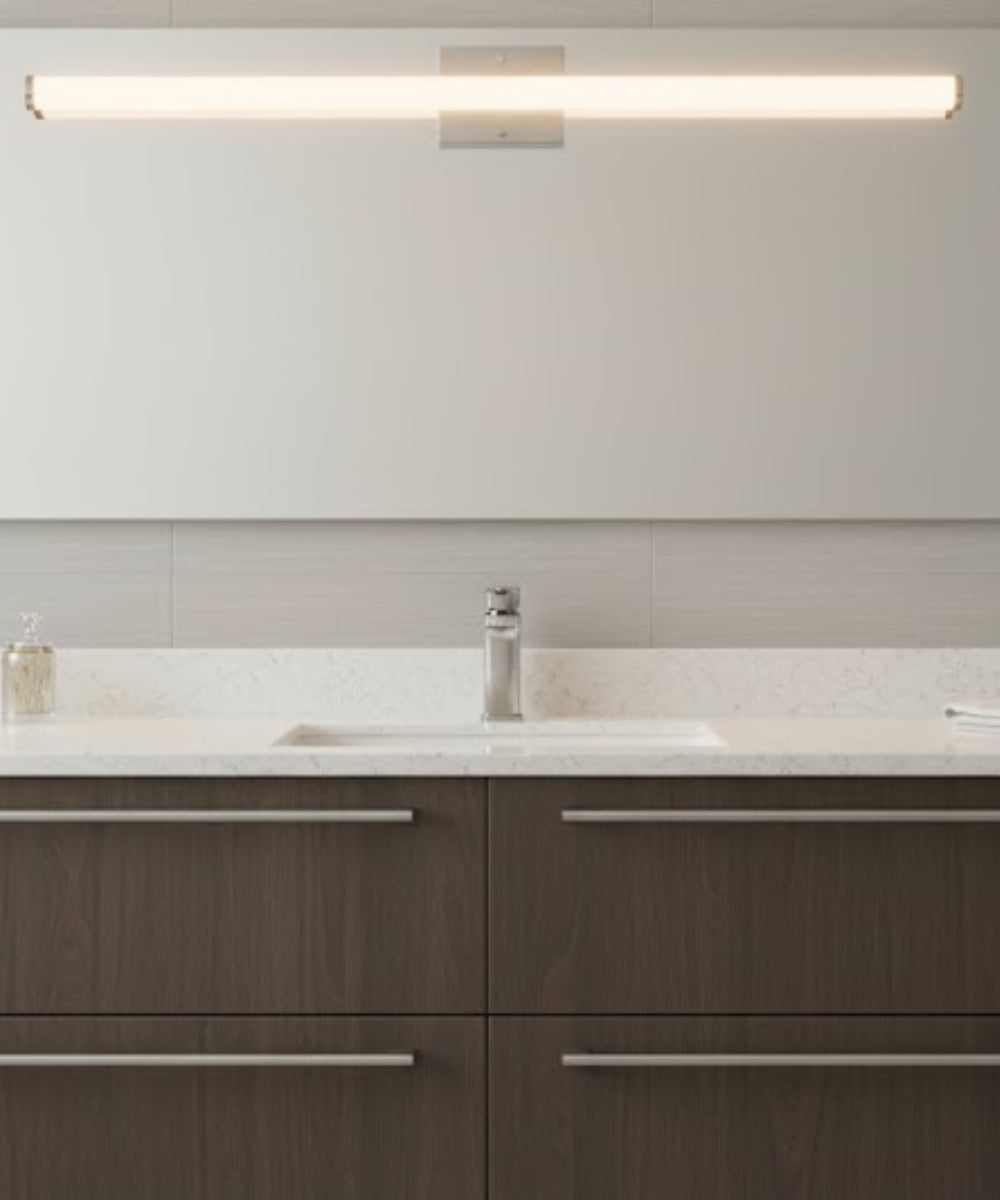 36"W 1-Light LED Round Linear Bath Vanity Light Fixture Brushed Nickel Finish – LampsUSA, view 2