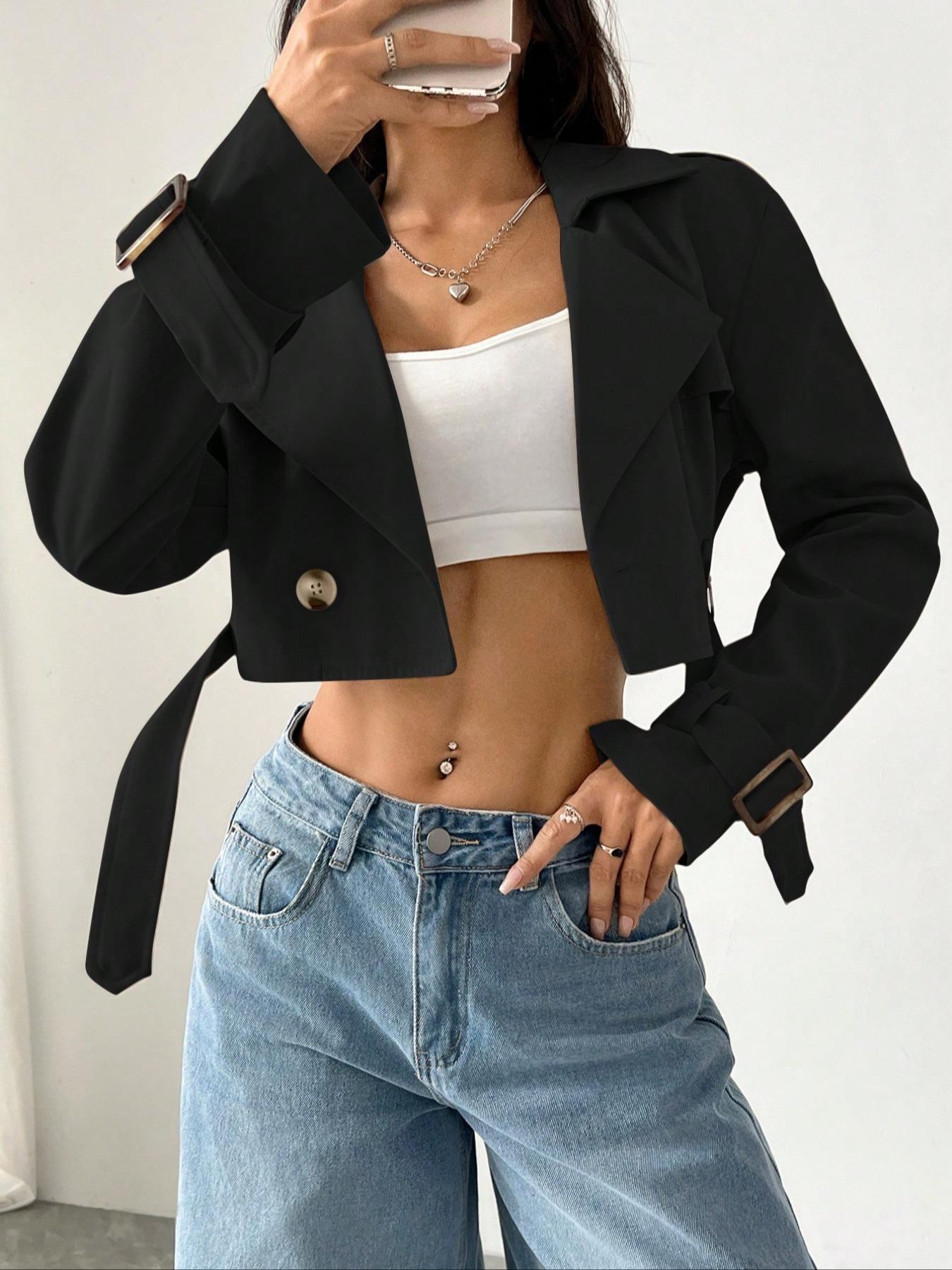 Double-Breasted Cropped Outerwear