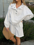 Snap Detail Long Sleeve Top and Shorts Set