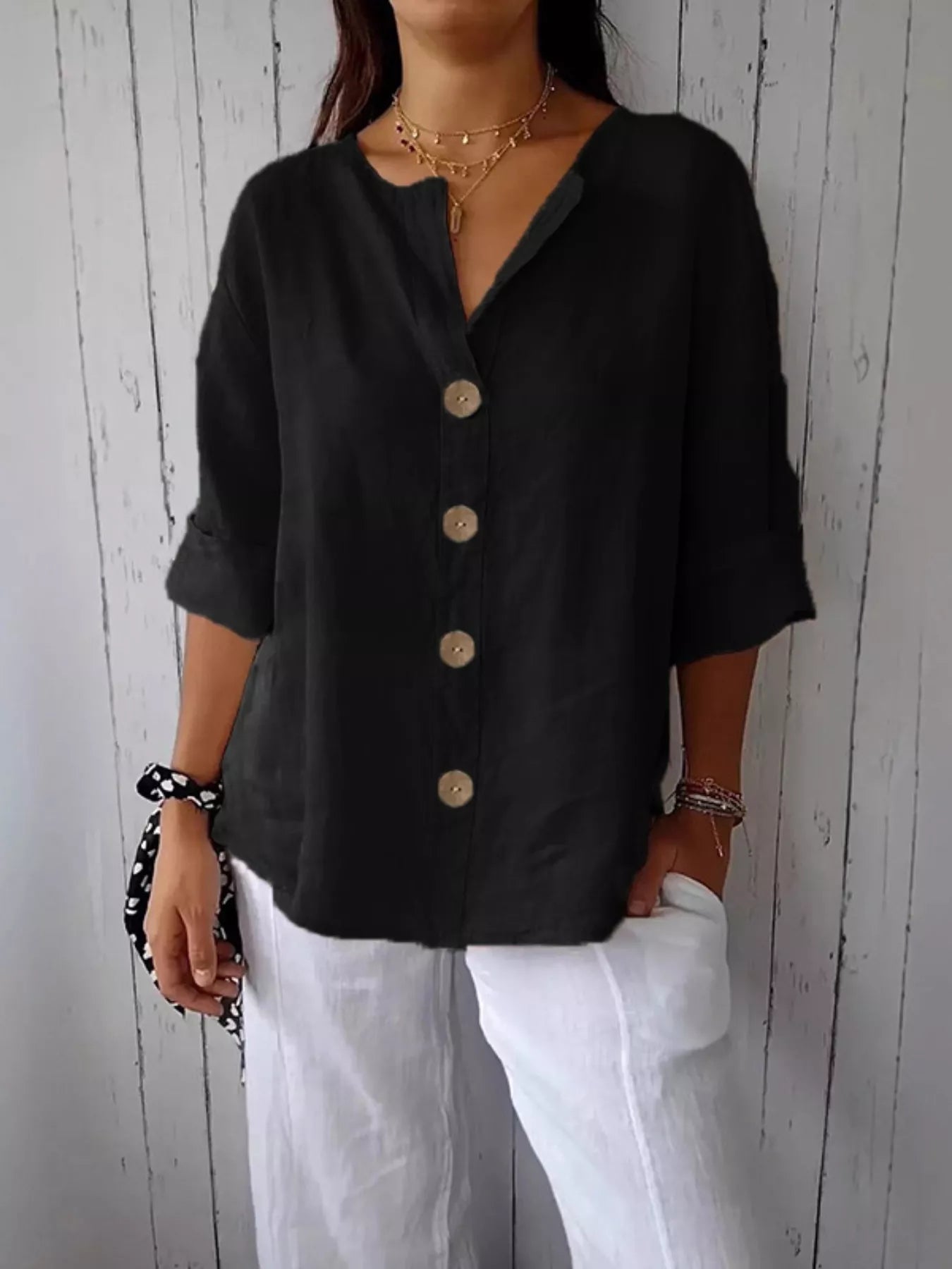 Casual Loose Button-Down Shirt
