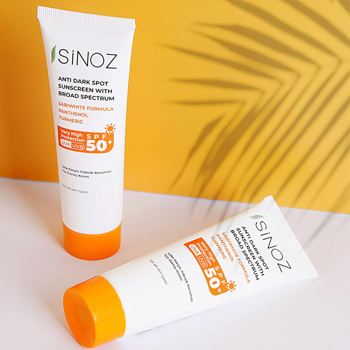 Sinoz SPF 50+ Anti-Spot Facial Sunscreen: Broad Spectrum Protection, Non-Greasy, Moisturizing - Perfect for All Skin Types, Prevents Sun Damage