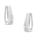 14k White Gold 1/4 Cttw Channel-Set Brilliant Round-Cut Diamond Hoop Earrings (I-J Color, I2-I3 Clarity)