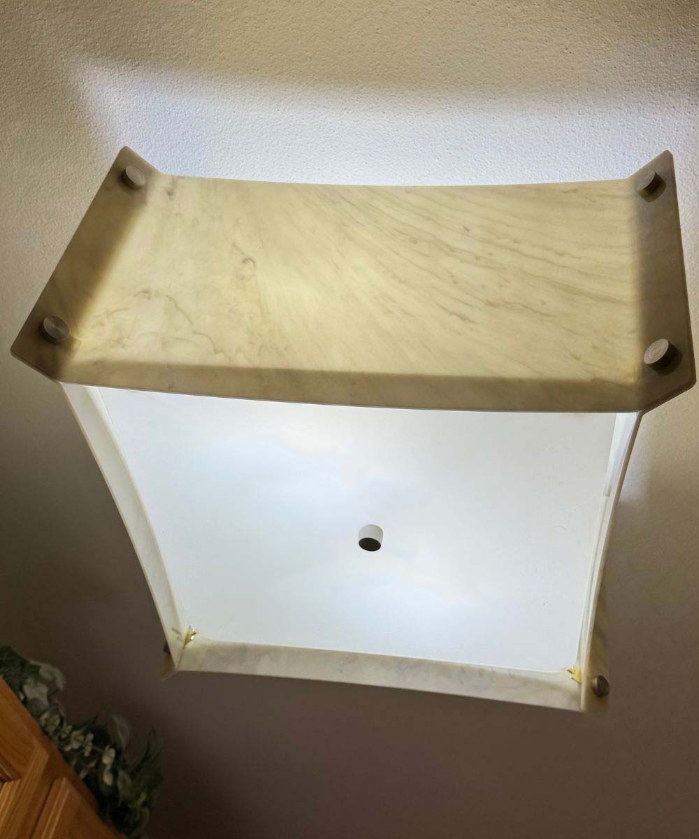 Pop Steady Flush Mount Conversion Kit 16"w Faux Marbled Alabaster Shade – LampsUSA, view 6