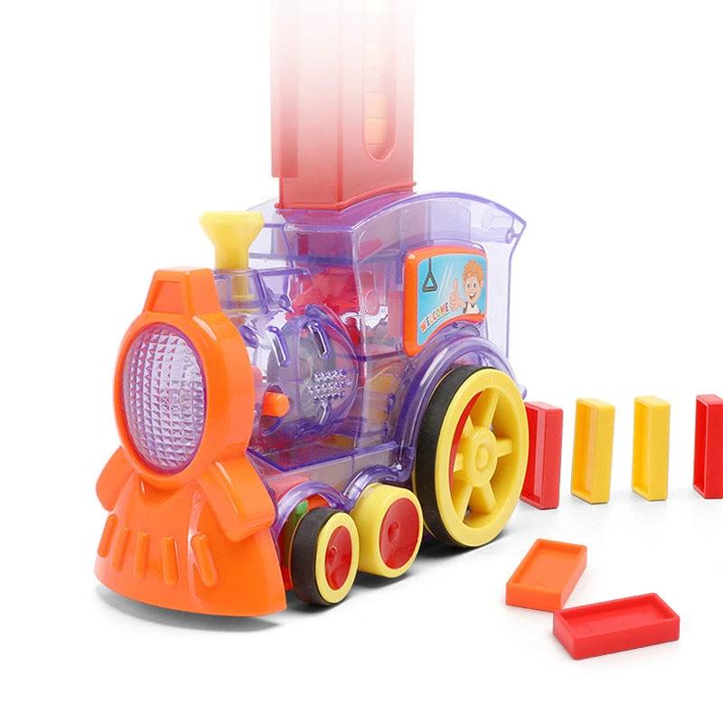 Mandotos Domino Train Toy Electric Automatic Building Blocks Set for Creative STEM Learning