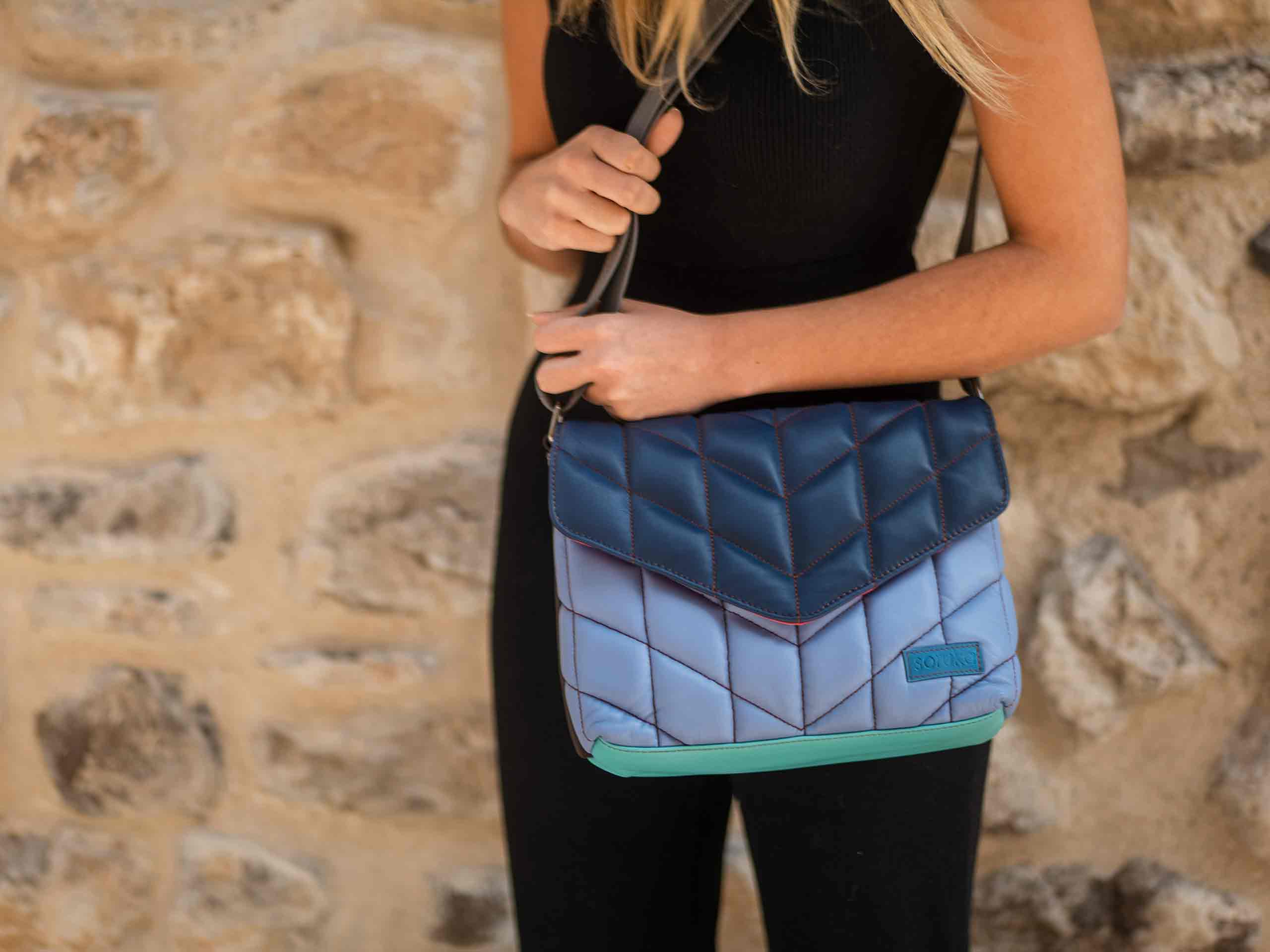 WONENA Soruka Santorini Leather Crossbody Bag — upcycled leather handbags category context