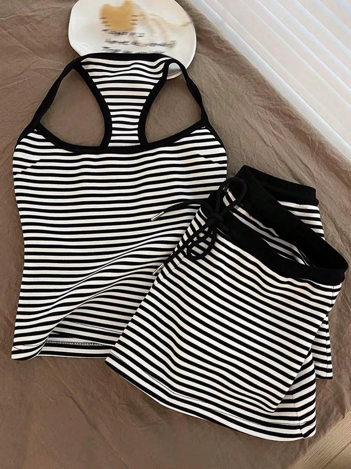 Striped Tank Top and Shorts Set
