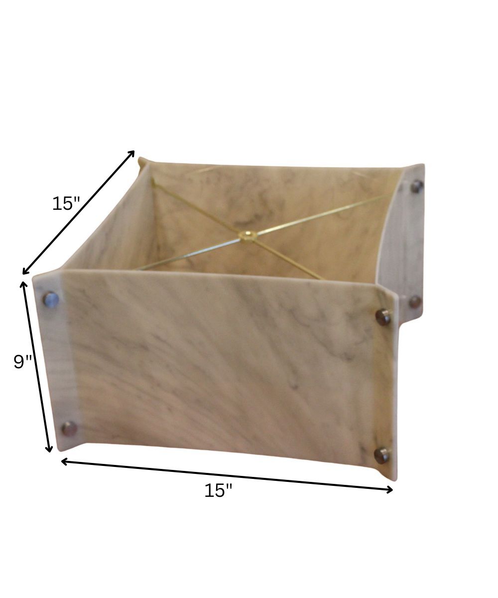 Pop Steady 15x15x9 Faux Marbled Alabaster Shallow Drum Square Lampshade – LampsUSA, view 4