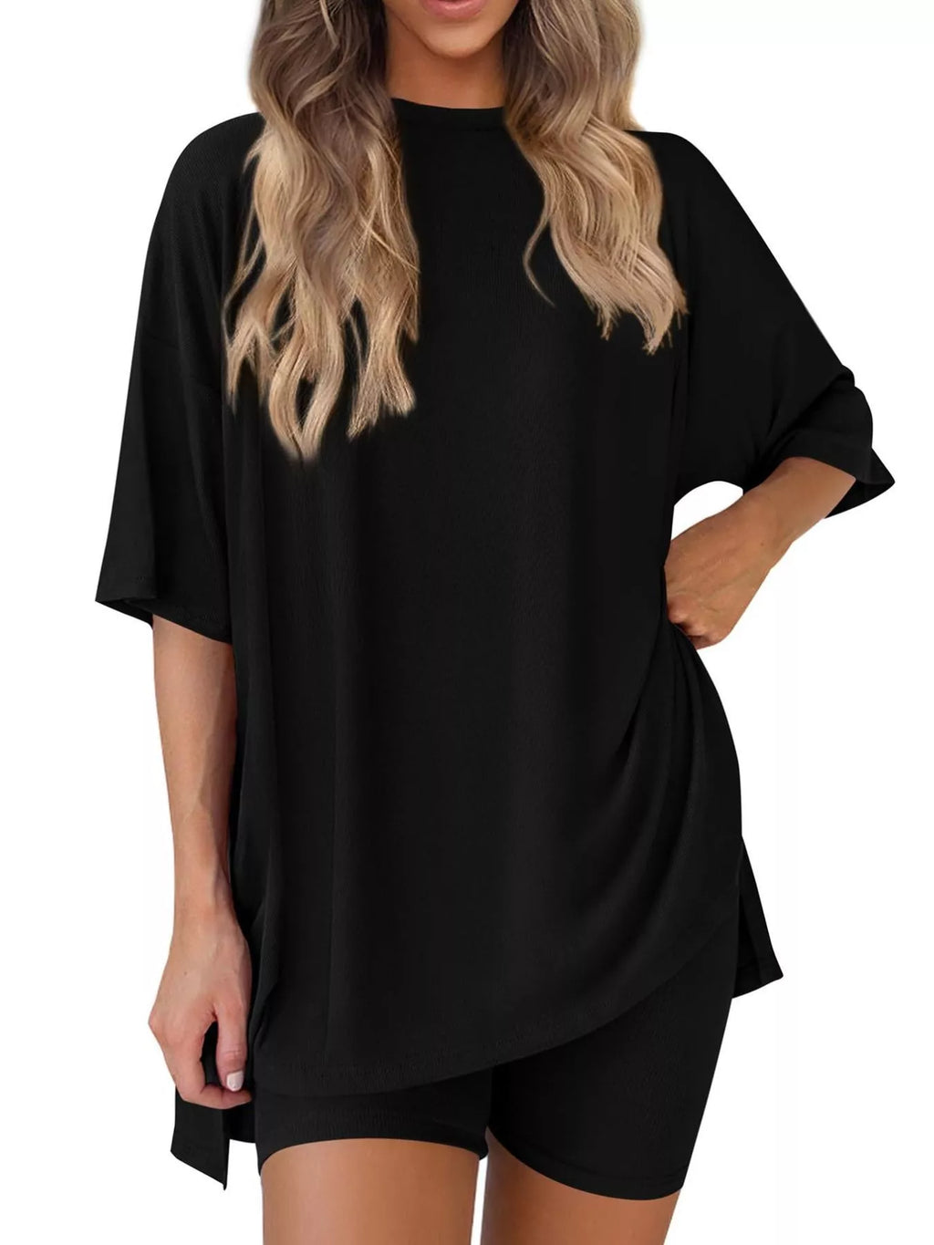 Full Size Half Sleeve T-Shirt and Shorts Set Plus Size