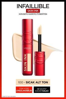 L'Oreal Paris Skin Ink Concealer Foundation 100: High Coverage, Natural Finish & Long Lasting Liquid Foundation for Flawless Skin