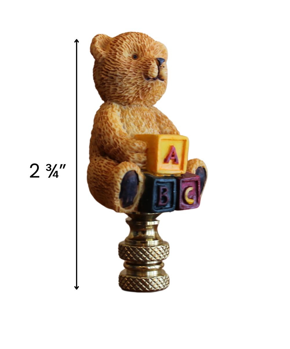 Teddy Bear Decorative Lamp Finial Antique Brass Base, 2.75"h – LampsUSA, view 4