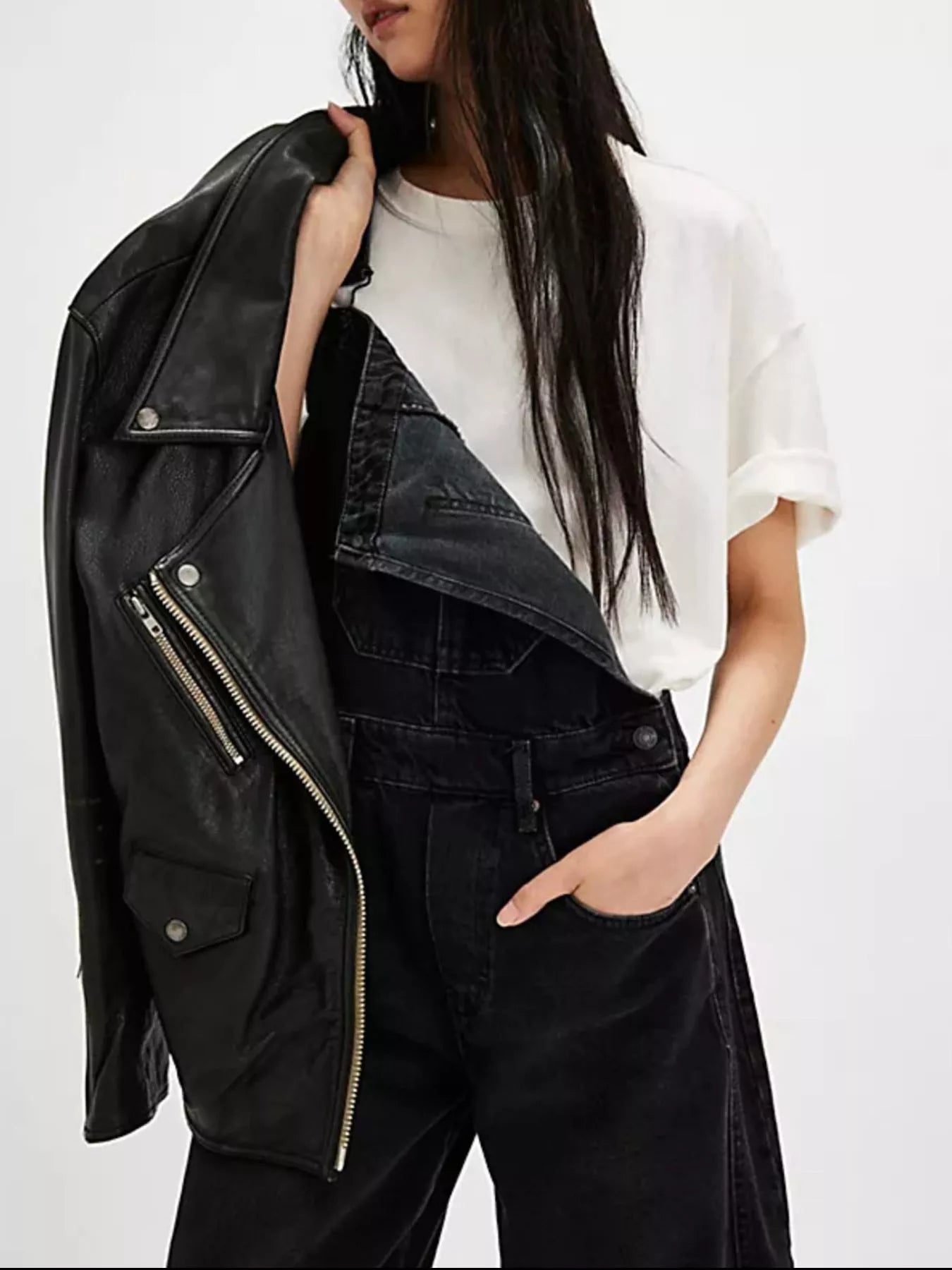 Wide Strap Wide Leg Denim Overalls