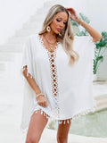 Crochet Trim Tassel Cover-Up Dress