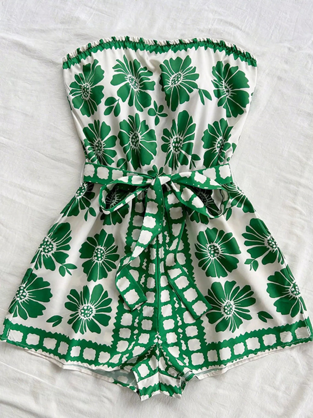Strapless Tie Waist Romper