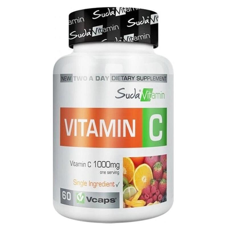 Suda Vitamin C 1000mg - 60 Capsules for Powerful Immune Support | High Potency Ascorbic Acid Supplement